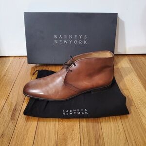 Barneys New York Men's Brown Leather Shoes chukka boots